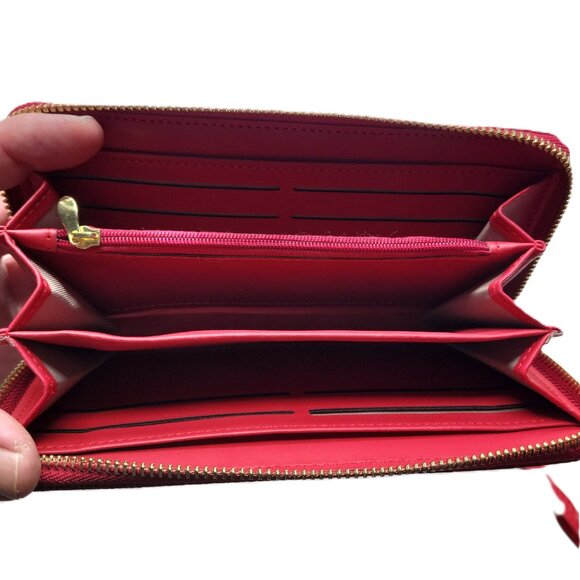 Raised Crocodile Embossed Leather Zipper Wallet Clutch Wristlet Card Holder - Picture 6 of 8